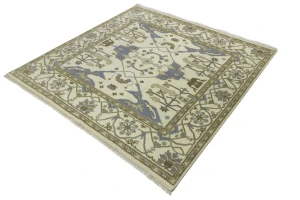Cream Floral 8X8 Oushak Oriental Square Rug