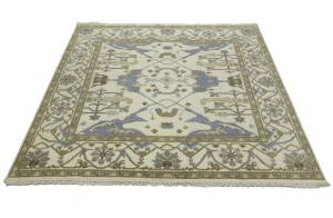 Cream Floral 8X8 Oushak Oriental Square Rug
