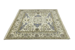 Cream Floral 8X8 Oushak Oriental Square Rug