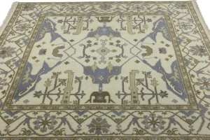 Cream Floral 8X8 Oushak Oriental Square Rug