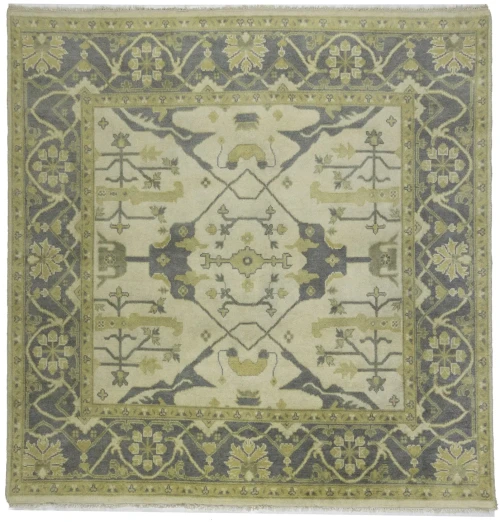 Cream Floral 8X8 Oushak Oriental Square Rug