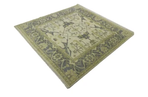 Cream Floral 8X8 Oushak Oriental Square Rug