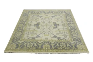 Cream Floral 8X8 Oushak Oriental Square Rug