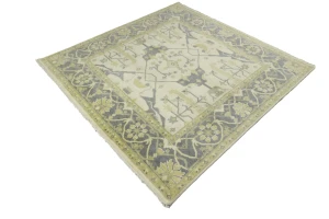 Cream Floral 8X8 Oushak Oriental Square Rug