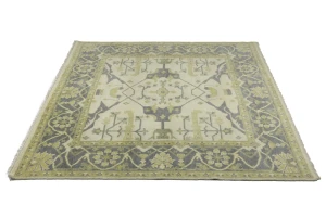 Cream Floral 8X8 Oushak Oriental Square Rug