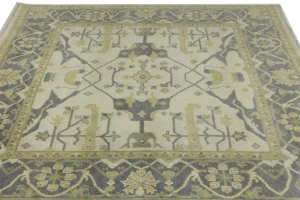 Cream Floral 8X8 Oushak Oriental Square Rug