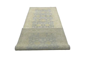 Gray Floral 4X12 Oushak Chobi Oriental Runner Rug