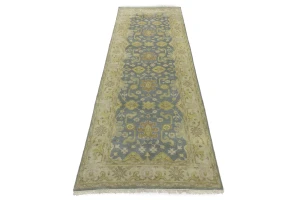 Gray Floral 4X12 Oushak Chobi Oriental Runner Rug