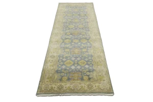 Gray Floral 4X12 Oushak Chobi Oriental Runner Rug