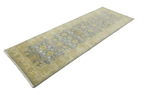 Gray Floral 4X12 Oushak Chobi Oriental Runner Rug