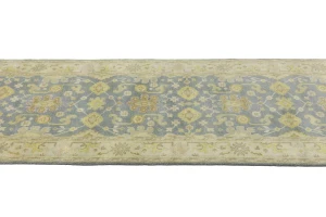 Gray Floral 4X12 Oushak Chobi Oriental Runner Rug