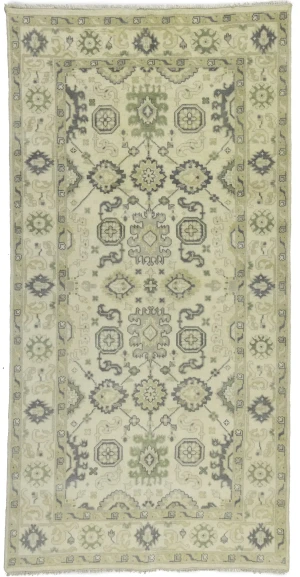 Gray Floral 6X12 Oushak Chobi Oriental Runner Rug