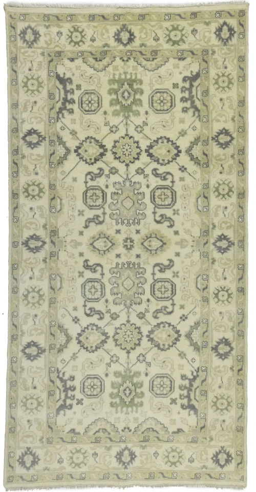 Gray Floral 6X12 Oushak Chobi Oriental Runner Rug