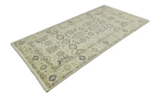 Gray Floral 6X12 Oushak Chobi Oriental Runner Rug