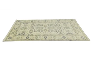 Gray Floral 6X12 Oushak Chobi Oriental Runner Rug