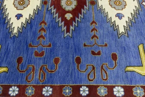 Blue Geometric 8X10 Kazak Oriental Rug