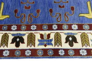 Blue Geometric 8X10 Kazak Oriental Rug