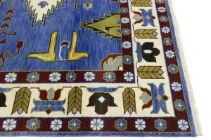 Blue Geometric 8X10 Kazak Oriental Rug