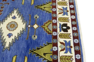 Blue Geometric 8X10 Kazak Oriental Rug