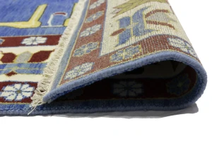 Blue Geometric 8X10 Kazak Oriental Rug