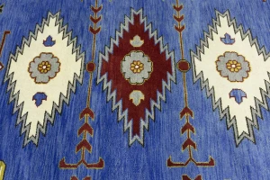 Blue Geometric 8X10 Kazak Oriental Rug