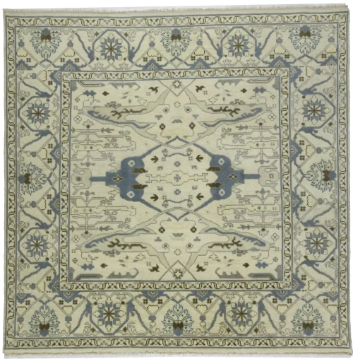 Cream Floral 8X8 Oushak Oriental Square Rug