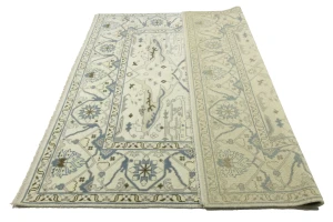 Cream Floral 8X8 Oushak Oriental Square Rug
