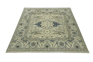 Cream Floral 8X8 Oushak Oriental Square Rug