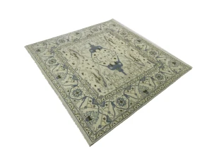 Cream Floral 8X8 Oushak Oriental Square Rug