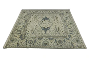Cream Floral 8X8 Oushak Oriental Square Rug