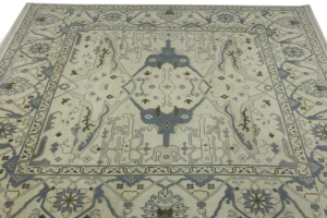Cream Floral 8X8 Oushak Oriental Square Rug