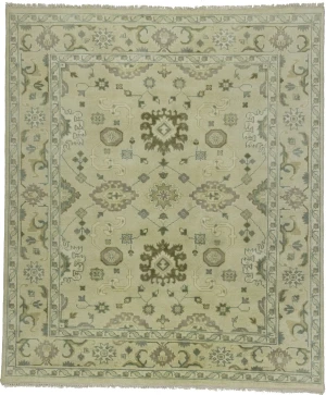 Cream Floral 8X10 Oushak Chobi Oriental Rug