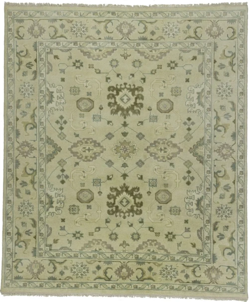 Cream Floral 8X10 Oushak Chobi Oriental Rug