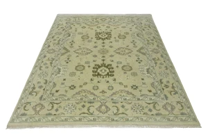 Cream Floral 8X10 Oushak Chobi Oriental Rug