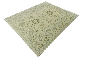 Cream Floral 8X10 Oushak Chobi Oriental Rug