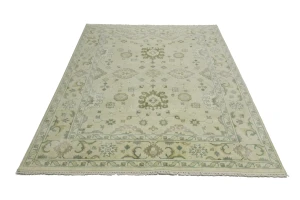 Cream Floral 8X10 Oushak Chobi Oriental Rug