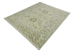 Cream Floral 8X10 Oushak Chobi Oriental Rug