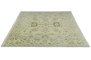 Cream Floral 8X10 Oushak Chobi Oriental Rug