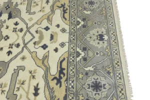 Cream Floral 8X8 Oushak Oriental Square Rug