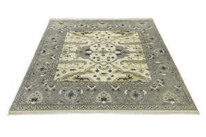 Cream Floral 8X8 Oushak Oriental Square Rug