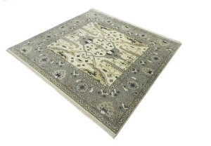Cream Floral 8X8 Oushak Oriental Square Rug
