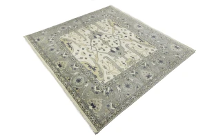 Cream Floral 8X8 Oushak Oriental Square Rug