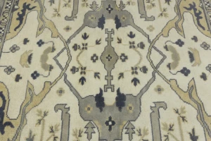 Cream Floral 8X8 Oushak Oriental Square Rug