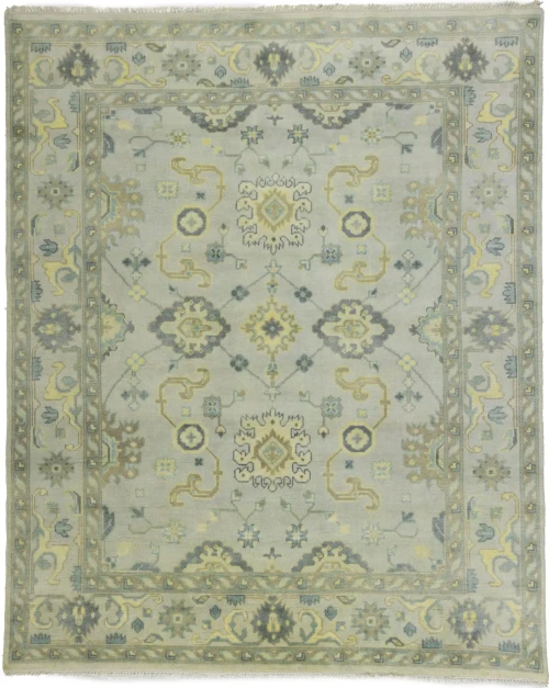 Tan Floral 8X10 Oushak Chobi Oriental Rug