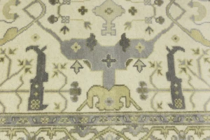 Cream Floral 6X12 Oushak Oriental Runner Rug