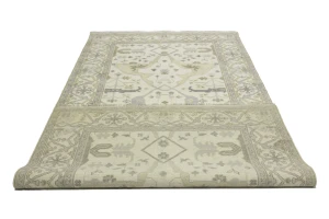 Cream Floral 6X12 Oushak Oriental Runner Rug
