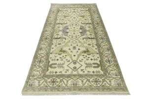 Cream Floral 6X12 Oushak Oriental Runner Rug