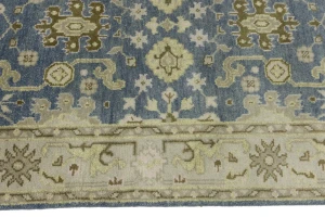 Blue-gray Floral 4X12 Oushak Chobi Oriental Runner Rug
