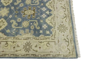 Blue-gray Floral 4X12 Oushak Chobi Oriental Runner Rug