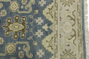 Blue-gray Floral 4X12 Oushak Chobi Oriental Runner Rug